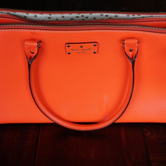 Kate Spade Bright Neon Orange/Pink Leather Shoulder Bag - Picture 1 of 14